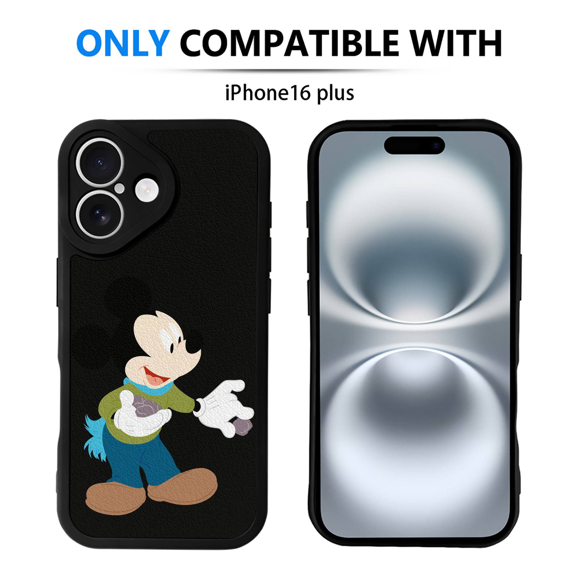 （画像用） ミッキーマウス Mickey Mouse 【iPhone 16シリーズ対応】シリコンスマホケース（レザー調） 材質：シリコン